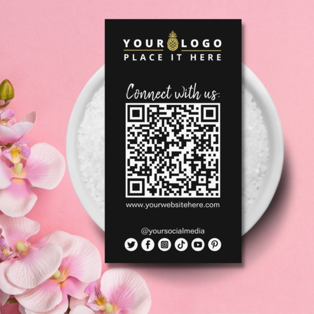 Carte De Visite Connectez-vous avec nous code QR Social Media Simp (Créateur téléchargé)