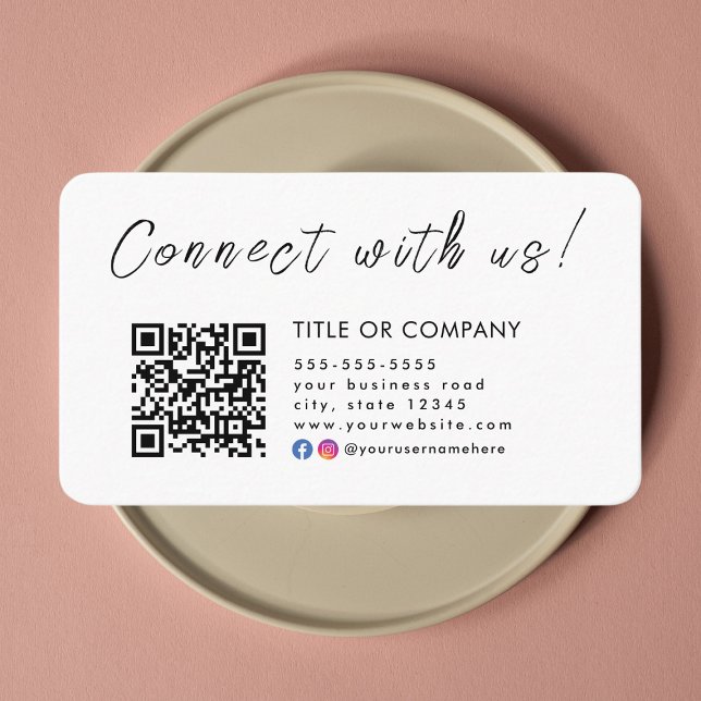 Carte De Visite Connectez-vous avec nous Instagram Facebook Qr Cod (Créateur téléchargé)