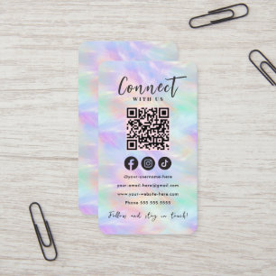 Carte De Visite Connectez-Vous Avec Nous Iridescente Opal Code QR
