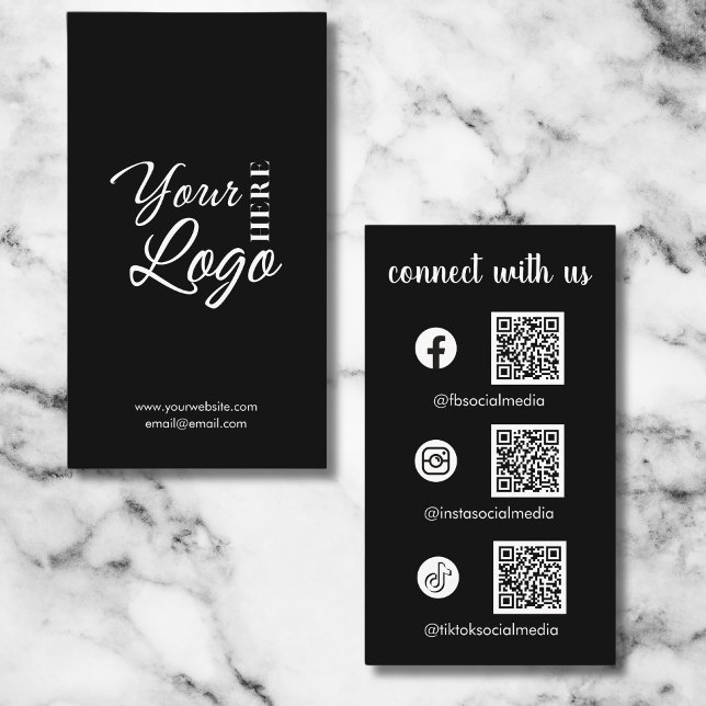 Carte De Visite Connectez-vous avec nous Logo personnalisé Médias  (Créateur téléchargé)