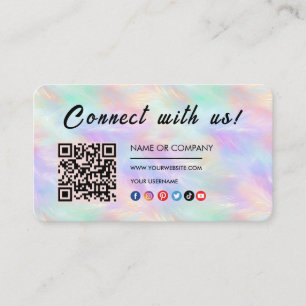 Carte De Visite Connectez-vous avec nous Logo Qr Code Iridescente