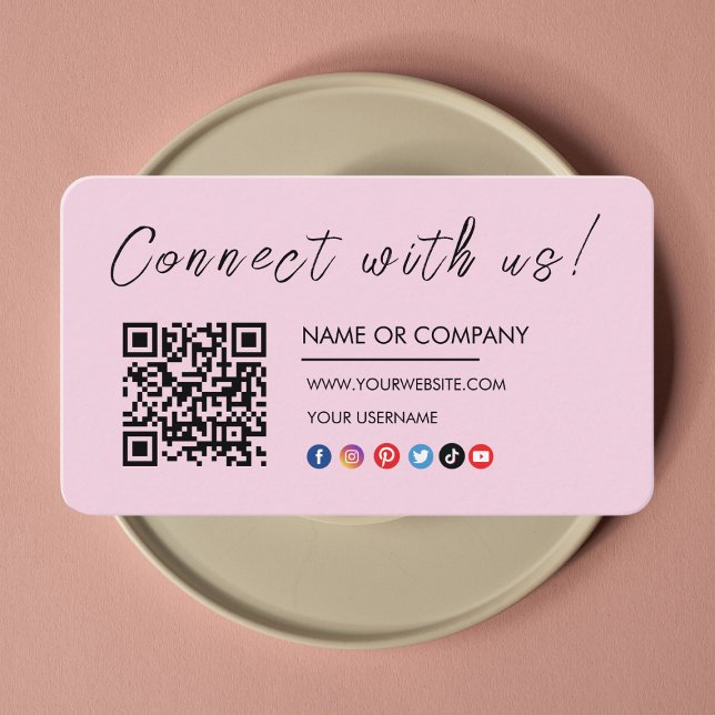 Carte De Visite Connectez-vous avec nous Logo Qr Code Social Media (Créateur téléchargé)