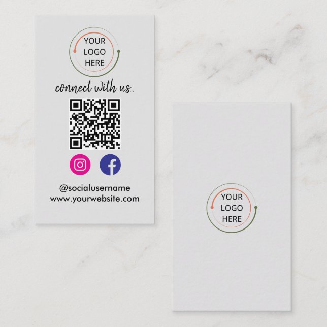 Carte De Visite Connectez-vous avec nous | Médias sociaux QR Code  (Devant / Derrière)