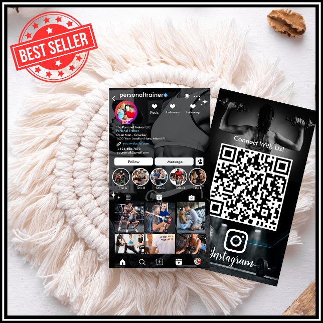 Carte De Visite Connectez-vous avec nous Personal Trainer Black In (Créateur téléchargé)