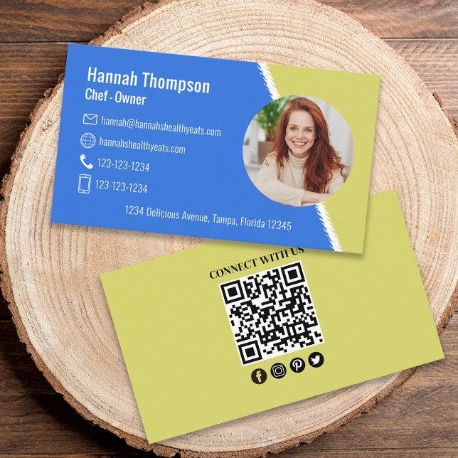 Carte De Visite Connectez-vous avec nous | Photo moderne QR Code b (Créateur téléchargé)