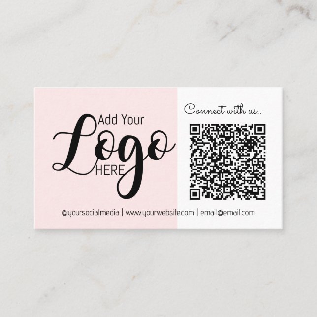 Carte De Visite Connectez-vous avec nous : Pink Social Media QR Co (Devant)