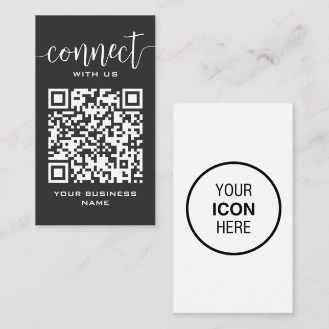 Carte De Visite Connectez-vous avec nous Qr Code gris foncé modern (Devant / Derrière)