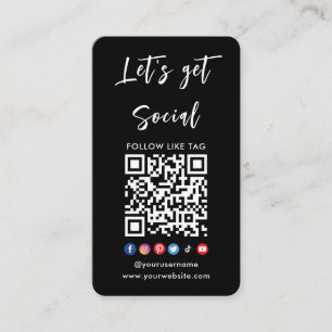 Carte De Visite Connectez-vous avec nous Qr Code Professional Noir