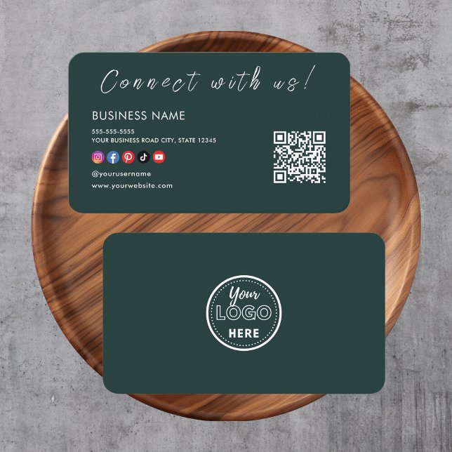 Carte De Visite Connectez-vous avec nous Qr Code Social Media Dark (Créateur téléchargé)