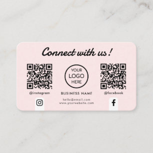 Carte De Visite Connectez-vous avec nous Social Media Double QR Co