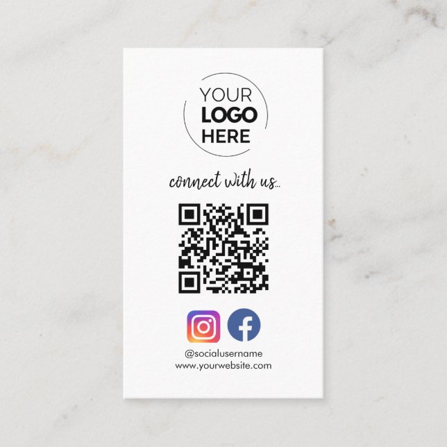 Carte De Visite Connectez-vous avec nous | Social Media QR Code Bl (Devant)