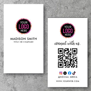 Carte De Visite Connectez-vous avec nous Social Media QR Code Bl