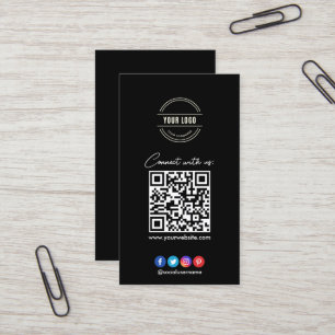 Carte De Visite Connectez-vous avec nous   Social Media QR Code Bl