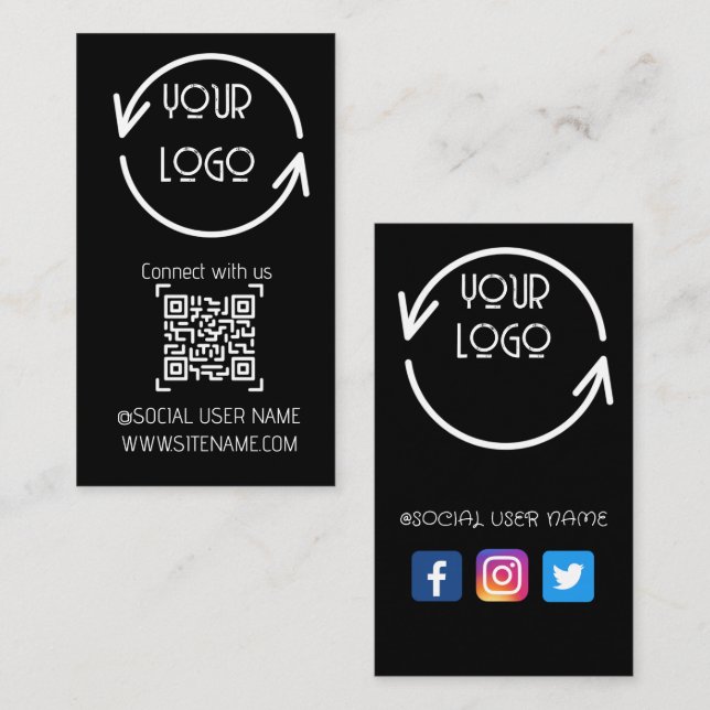 Carte De Visite Connectez-vous avec nous, Social Media QR Code Bla (Devant / Derrière)