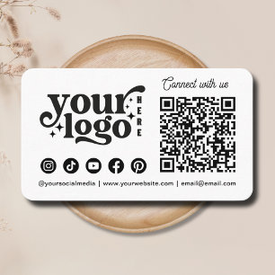 Carte De Visite Connectez-vous avec nous Social Media QR Code Blan