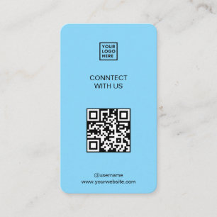 Carte De Visite Connectez-vous avec nous Social Media QR Code Bleu