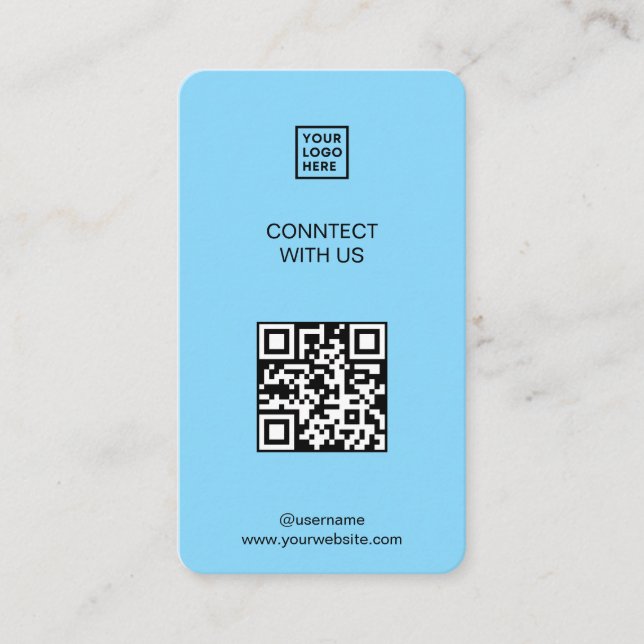 Carte De Visite Connectez-vous avec nous Social Media QR Code Bleu (Devant)