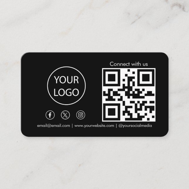 Carte De Visite Connectez-vous avec nous Social Media QR Code Mode (Devant)