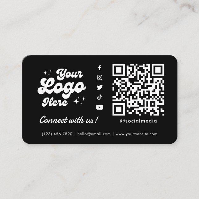 Carte De Visite Connectez-vous avec nous Social Media QR Code noir (Devant)