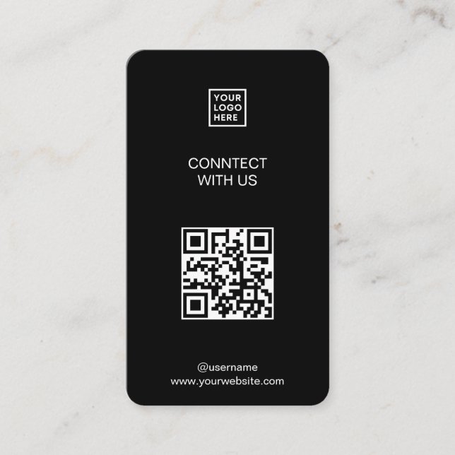 Carte De Visite Connectez-vous avec nous Social Media QR Code noir (Devant)