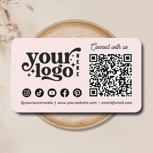 Carte De Visite Connectez-vous avec nous Social Media QR Code Rose