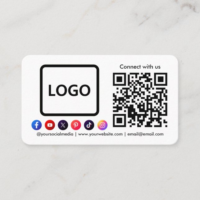 Carte De Visite Connectez-vous avec nous Social Media QR Code tend (Devant)