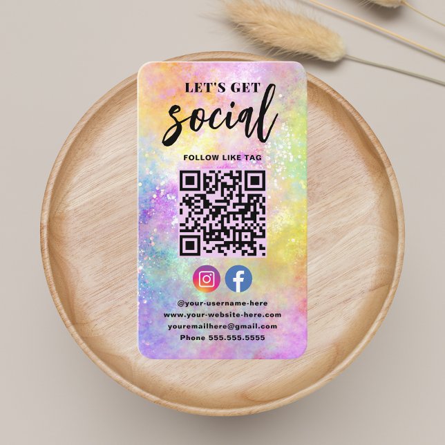 Carte De Visite Connectez-Vous Avec Us QR Code Holo Opal Modern De (Créateur téléchargé)