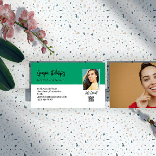 Carte De Visite Connectons Jade Green QR Code Photo