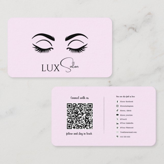 Carte De Visite Connexion aux médias sociaux Lashs de logo du code (Devant / Derrière)