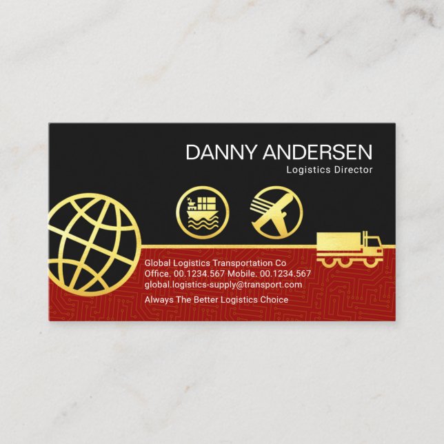 Carte De Visite Connexion logistique mondiale WWW Land Sea Air (Devant)