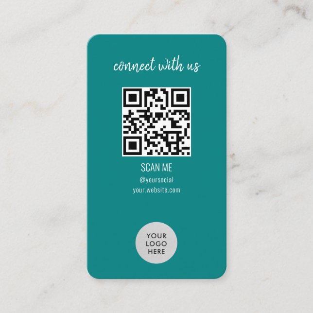 Carte De Visite Connexion turquoise avec le code QR américain (Devant)