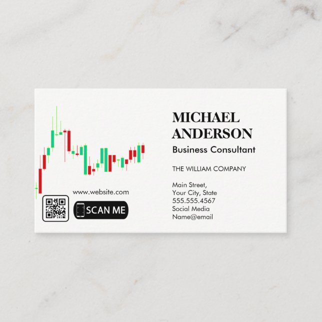 Carte De Visite Conseil marketing | Graphique de données | Code QR (Devant)