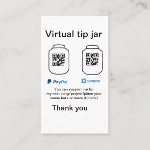 Carte De Visite Conseil virtuel jar q r code argent don PayPal ven