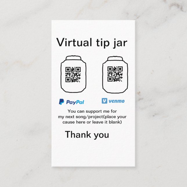 Carte De Visite Conseil virtuel jar q r code argent don PayPal ven (Devant)