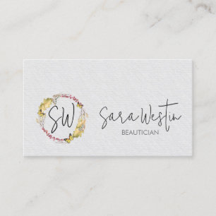 Carte De Visite Conseiller de beauté esthéticienne Fleur Monogramm
