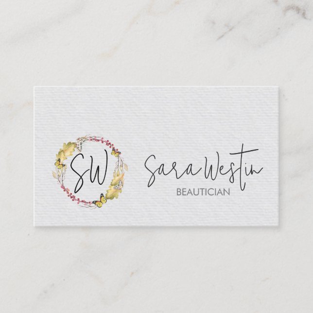 Carte De Visite Conseiller de beauté esthéticienne Fleur Monogramm (Devant)
