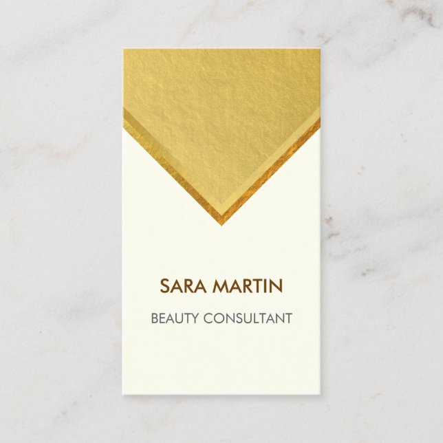 Carte De Visite Conseiller en beauté élégant faux or (Devant)