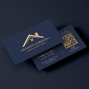 Carte De Visite Conseiller en immobilier Courtier Logo Bleu foncé