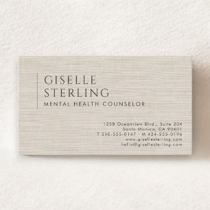 Carte De Visite Conseiller en santé mentale Lin naturel