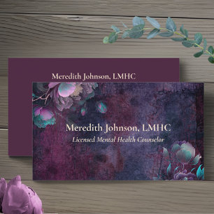 Carte De Visite Conseiller en santé mentale Purple Peonies   Natur
