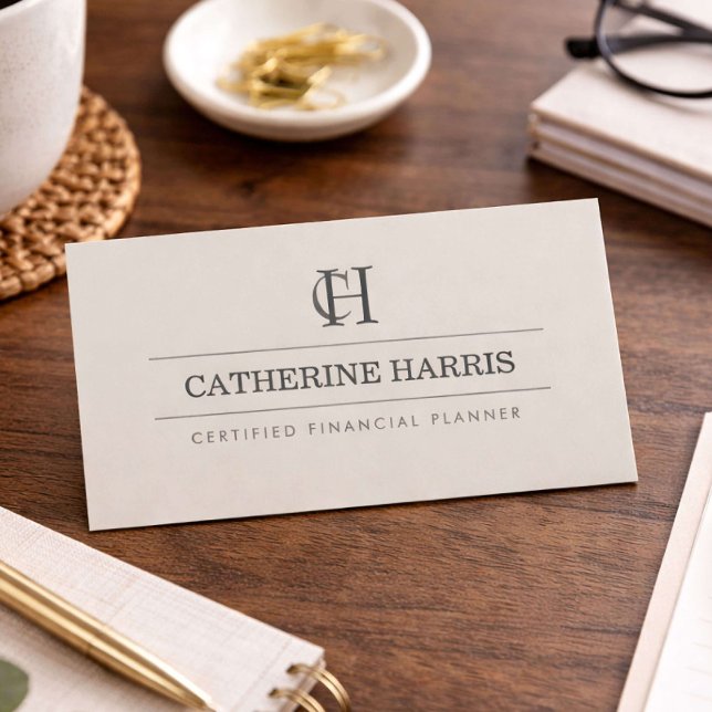 Carte De Visite Conseiller financier à monogramme professionnel Ta (Créateur téléchargé)