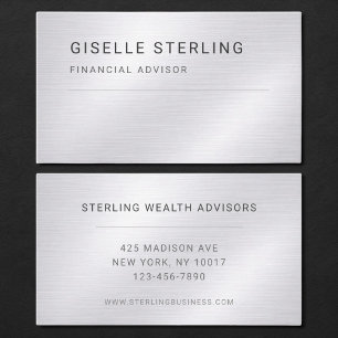 Carte De Visite Conseiller financier Argent Métallisé Professionne