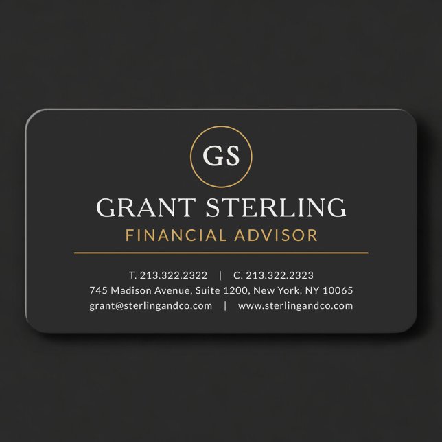 Carte De Visite Conseiller Financier Black Gold Professionnel (Créateur téléchargé)