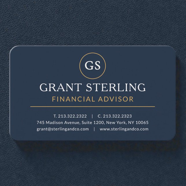 Carte De Visite Conseiller financier bleu marine or luxe (Créateur téléchargé)