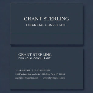 Carte De Visite Conseiller financier bleu marine professionnel