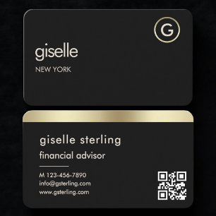 Carte de visite Conseiller Financier Code QR Black