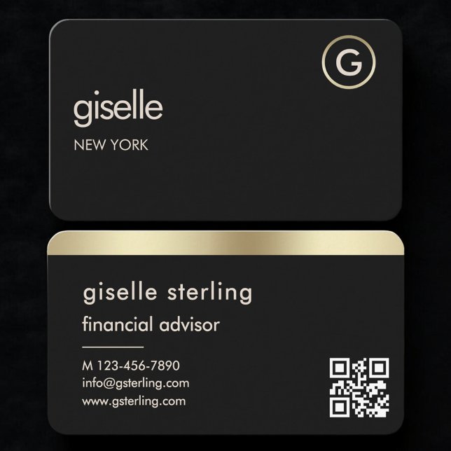 Carte de visite Conseiller Financier Code QR Black (Créateur téléchargé)