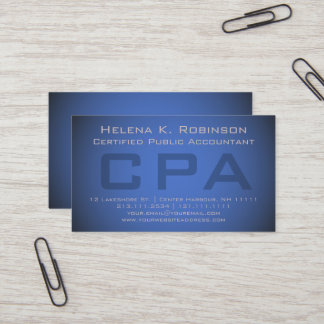 Carte De Visite Conseiller financier de CPA de comptable bleu