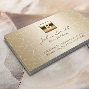 Carte De Visite Conseiller financier de monogramme de luxe d'or
