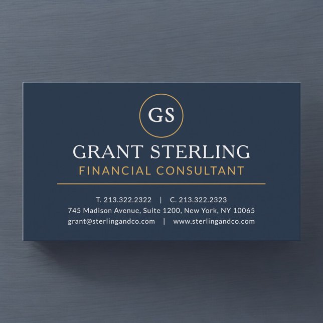 Carte De Visite Conseiller financier Navy Blue Gold Luxe (Créateur téléchargé)